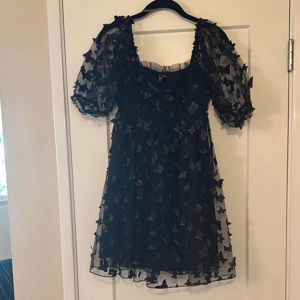 Vintage Black Sheer Butterfly Dress